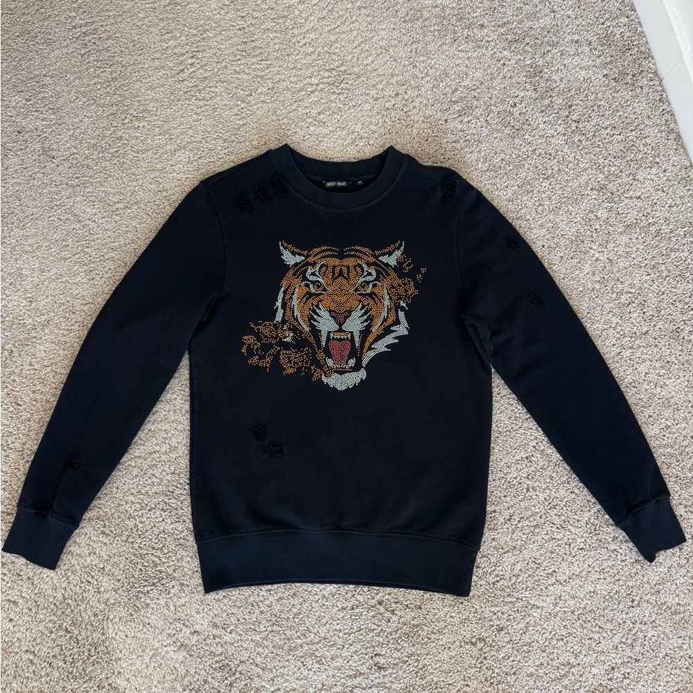 Antony Morato Black Tiger Ripped Sweatshirt
